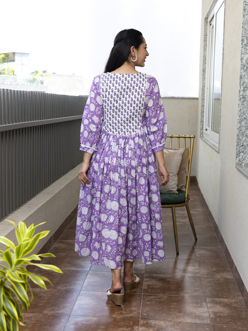 MULMUL VANSHA FLORAL BLOCK PRINTED DRESS MULMUL VANSHA FLORAL BLOCK PRINTED DRESS
